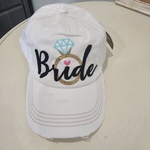 White Bride Cap with Gold and Black Embroidery